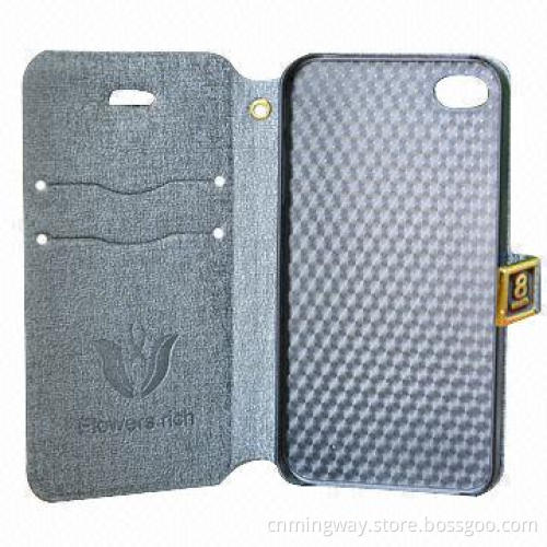 Flip Wallet PU Leather Cases/Cover for iPhone 4/4S with Card Slots with 3.5mm Standard Audio Jack